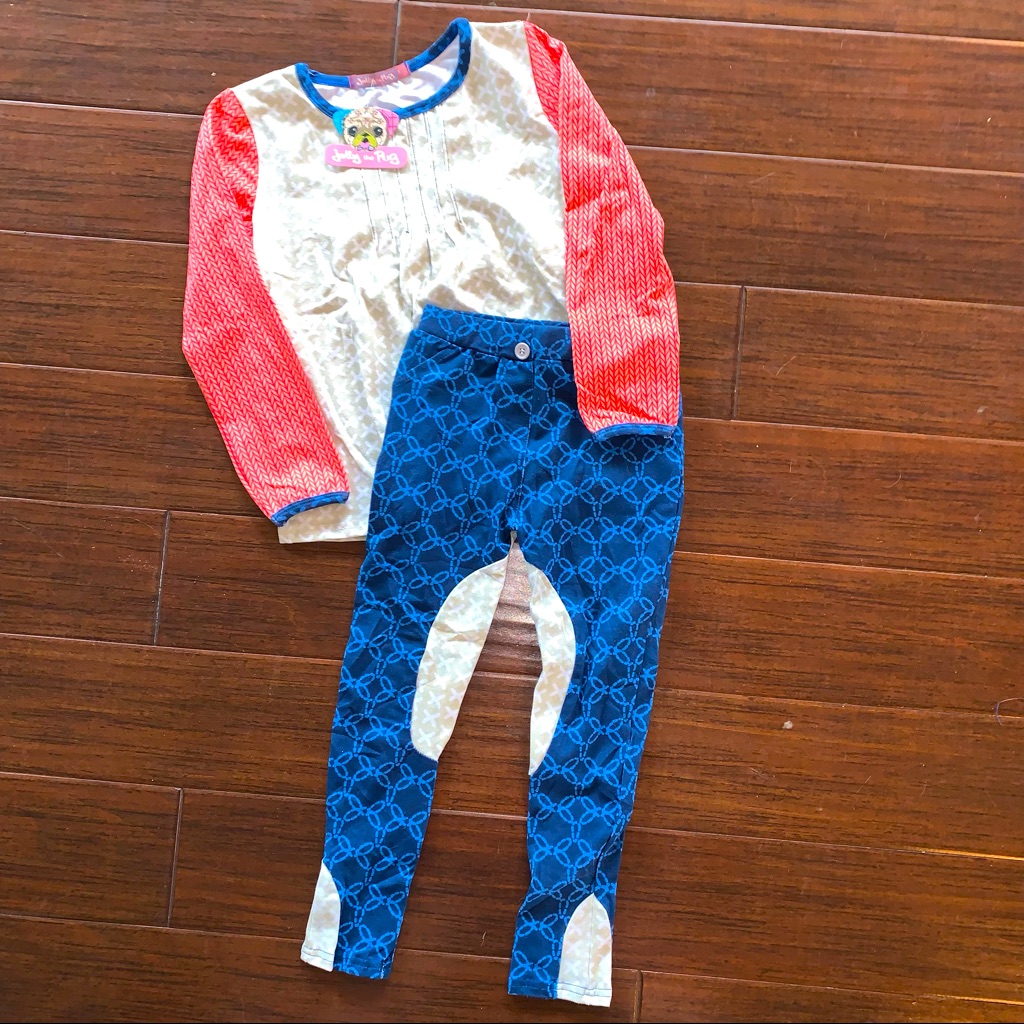 Jelly The Pug Equestrian Top & Leggings Nwt Size 7